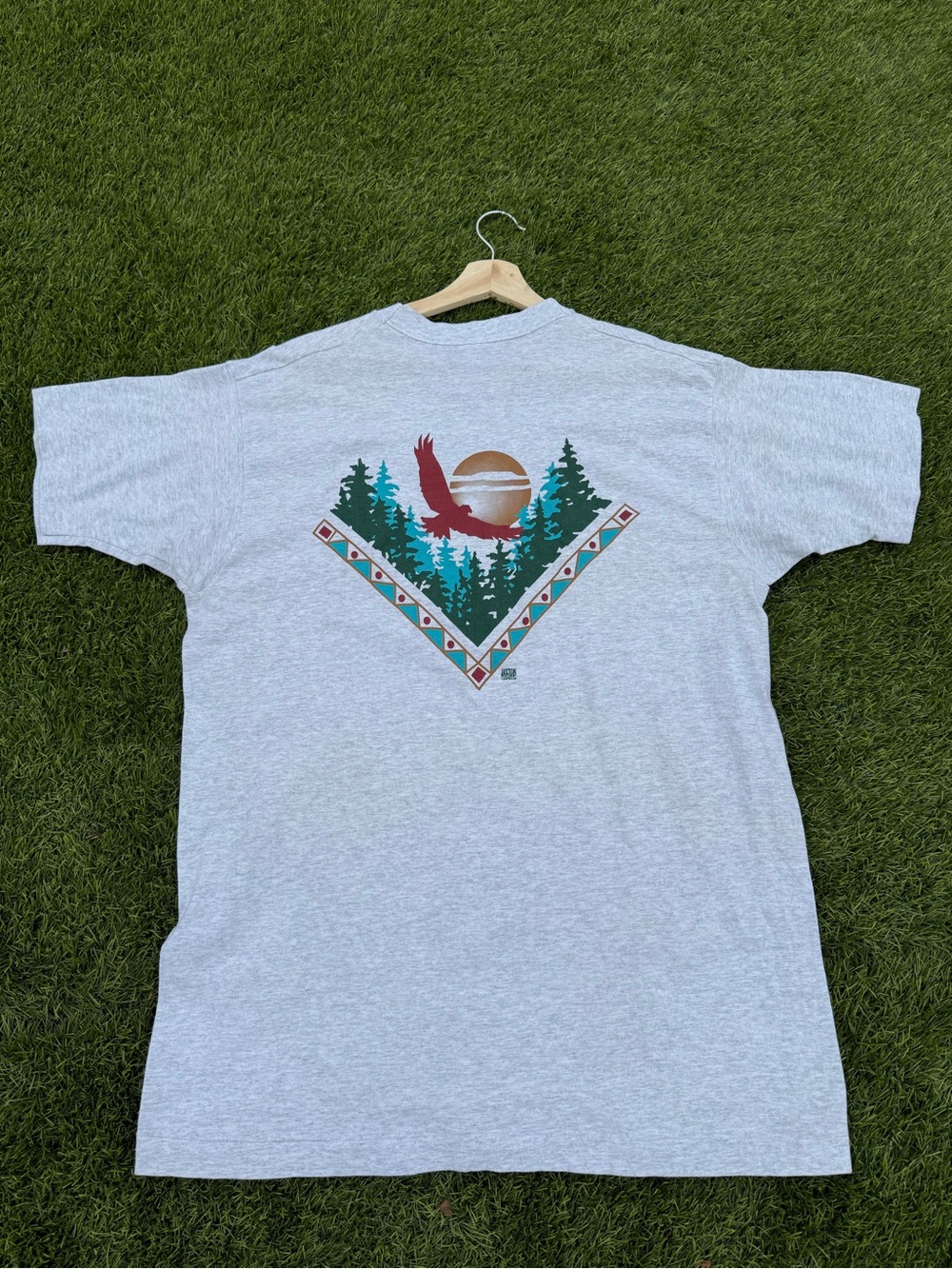 Vintage Single Stitch Navajo Styled Tee Size XL - Forest & Eagle Print